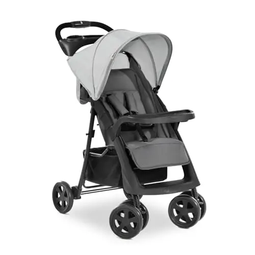 hauck Poussette Canne Compacte Shopper Neo II – dès la Naissance jusqu’à 22 kg, Position Allongée, Pliage Ultra Compact à Une Main, 2 x Plateau avec Porte-Gobelet, Grand Panier XL, Gris