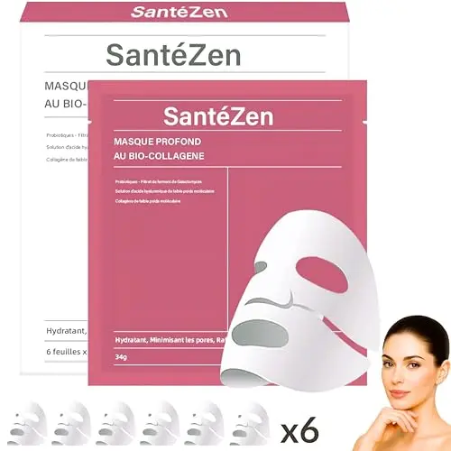 lot de 6 Masques Premium | Masque Collagene et Acide Hyaluronique | Masque collagène Anti-Rides, Anti Cernes | Masque visage Soins Hydratant, Raffermissante pour une Peau Lisse et Éclatante