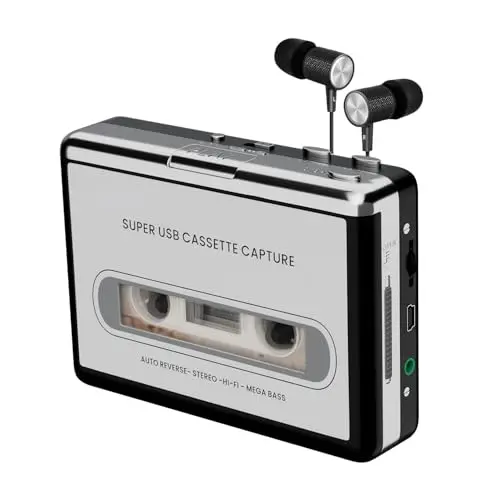 Reshow Enregistreur cassette - Enregistreur cassette portable qui enregistre les fichiers audio MP3 via USB - Convertit les cassettes pour iPod - Compatible avec les ordinateurs portables et les PC