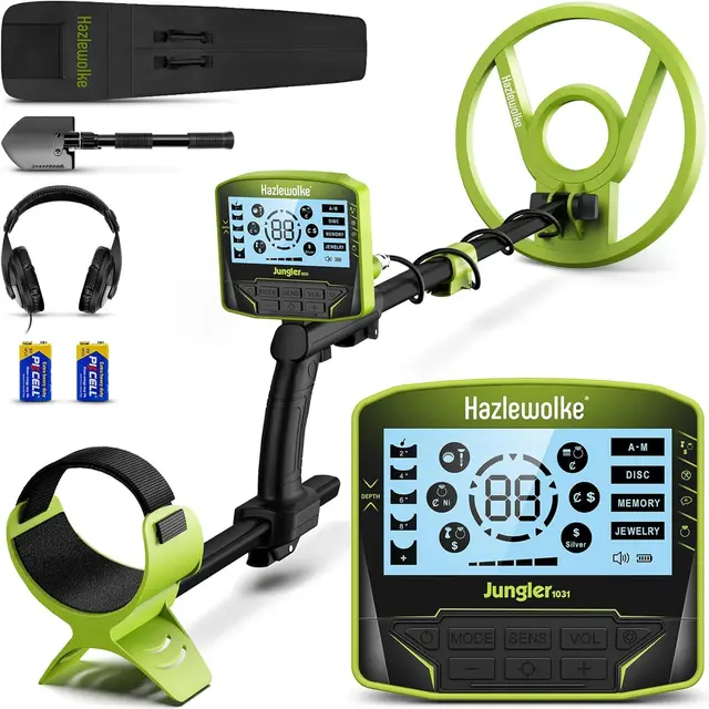Hazlewolke Detecteur de Metaux pour Adultes, Plus Haute Précision avec Bobine Étanche de 25cm (10"), Plus Grand Écran LCD, 5 Modes Professionnels avec Pinpoint pour la Détection de l'or