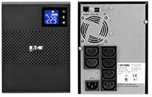 Eaton Onduleur 5SC 750 IEC Tour - Line-Interactive UPS - Puissance 750VA (6 Prises IEC 10A) - Régulation de Tension (AVR) - UPS avec Afficheur et Interface USB (Cable USB Inclus) - Noir (5SC750I)