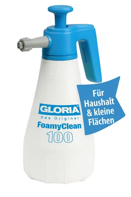 GLORIA Pulvérisateur à Mousse FoamyClean 100 | 1 L Canon à Mousse Manuel pour Nettoyage Maison & Voiture | 3 Niveaux de Consistance Ajustable | Idéal Salle de Bain, Cuisine, Vitres & Lavage Auto
