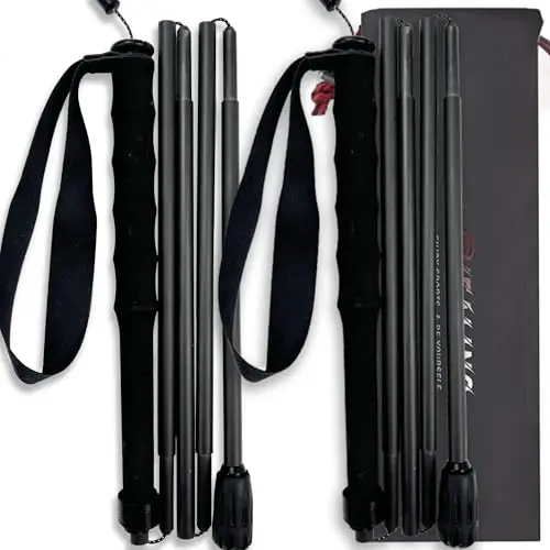 OKHEALING Bâtons de randonnée Ultra légers en Fibre de Carbone 5 Sections, Lot de 2, bâtons de randonnée, équipement d'alpinisme, Casquette de Marche Anti-humidité avec Sac de Rangement