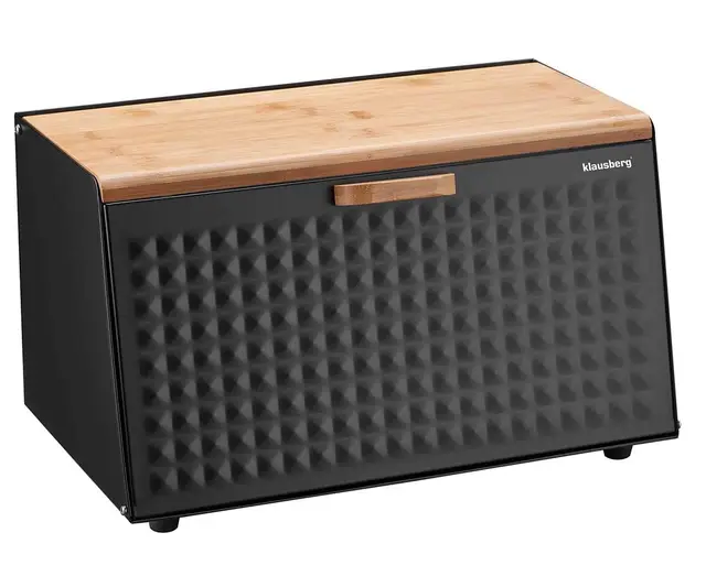 KB-7467 Boîte à pain en bois et acier inoxydable Noir