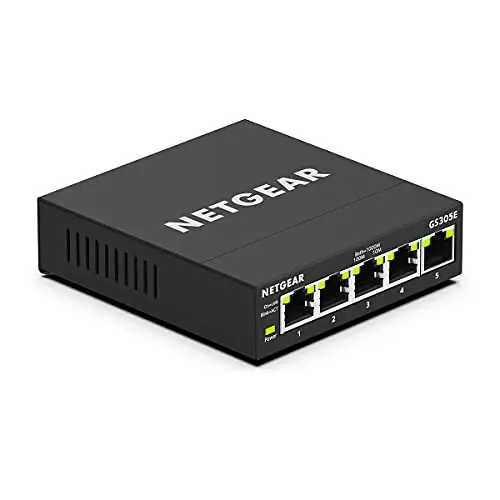 NETGEAR (GS305E) Switch Ethernet 5 Ports RJ45 Métal Gigabit (10/100/1000), Switch RJ45 Manageable Plus, positionnement Bureau ou Mur, répartiteur Ethernet, Plug and Play, Silencieux sans Ventilateur
