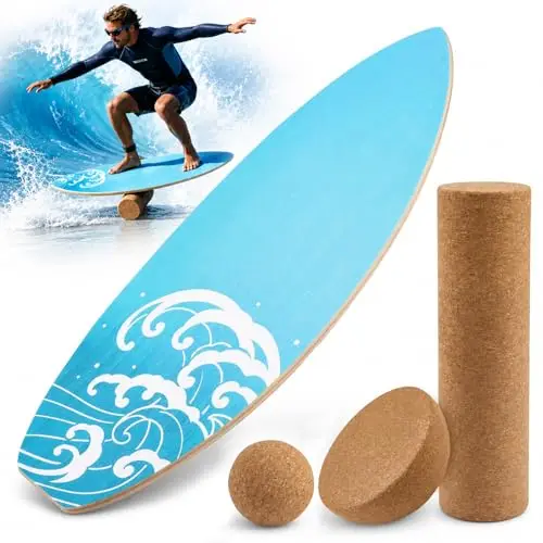 Planche D'Équilibre 3 En 1 Pour Adultes,Avec Rouleau Et Balle En Liège,Surface Antidérapante Et Silencieuse,Balance Board Idéal Pour Les Surfeurs Et Les Snowboarders,Capacité De Charge 200 Kg