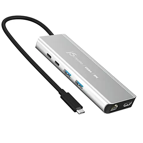 j5create USB4 8K Multi-Port Hub-6 en 1 USB4 Hub avec 8K60/4K144 HDMI 2.5-Gig Ethernet PD Charging USB-A USB-C Ports-Compatible avec MacBook, Windows Laptops, Thunderbolt 3/4, USB4 Devices (JCD403)