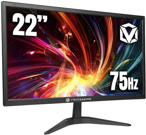 VIBOX Écran PC 21.5 Pouces, Moniteur de Bureau 75Hz, Faible lumière Bleue, Confort des Yeux, VGA et HDMI, Noir