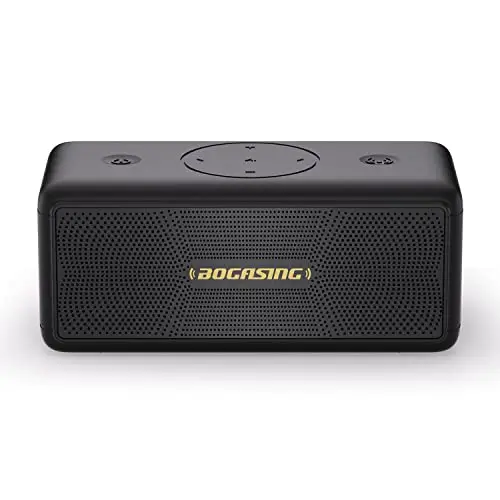 BOGASING Enceinte Puissante M5, 40W Surround Stéréo, Basses Profondes Haut Parleur, Autonomie 30 h, Bluetooth 5.3, Étanche IPX7, EQ, AUX, TF Carte, USB, sans Fil Portable pour d'Extérieur (Noir)