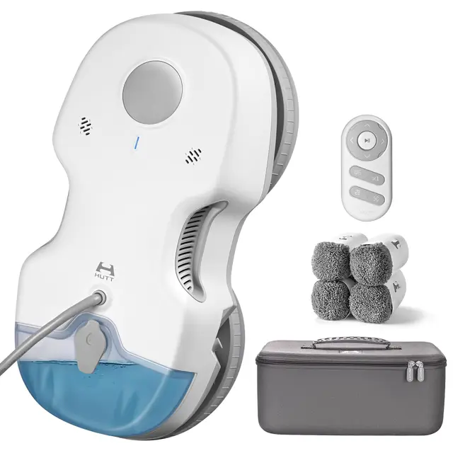 HUTT S7 Robot Nettoyeur de Vitres 5500Pa, Robot Laveur de Vitre avec Gicler l'eau Automatique, Châssis 3D Flottant, Système de Protection Multiples, Télécommande