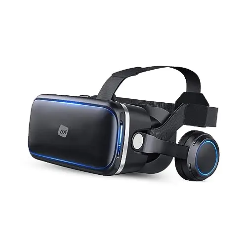 NK Casque Réalité Virtuelle - Casque VR avec Audio Compatible avec iPhone & Android (4,7" - 6,53" Smartphones), Angle de Vision 90-100 degrés, Rotation 360°, Cible et Pupille Réglable - Noir
