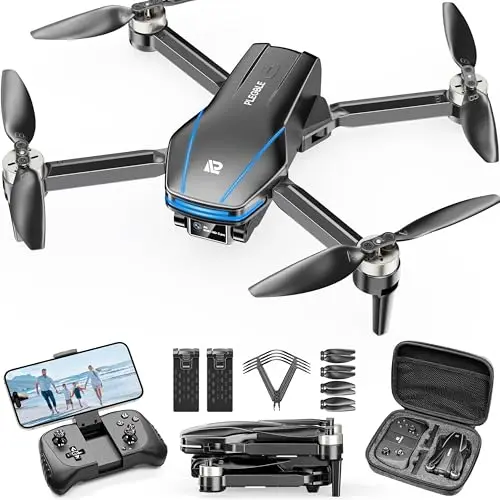 PLEGBLE Drone avec caméra 4K pour enfants, mini drone pour adultes – Moteur sans balais, FPV RC drone avec Wi-Fi 5G, maintien d’altitude, 3D flip, mode sans tête, trajectoire de vol – Cadeau jouet pou