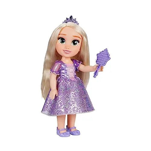 Disney Princesse - Poupée 38cm Raiponce - Licence Officielle Disney - Collection Mon Amie Princesse - Robe Effets Argentés Et Brosse Incluse - Poupée à Collectionner - Cadeau Enfants Dès 3 Ans