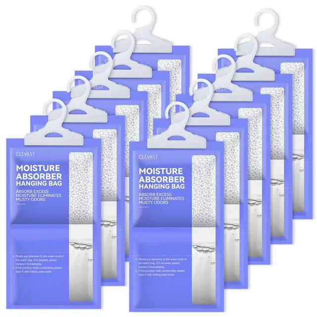 CLEVAST Déshumidificateurs d'armoire 10x 230g, Absorbeur d'humidité, Débarrassez-vous de l'humidité pour placard, les Sous-sols, Placards, Buanderies