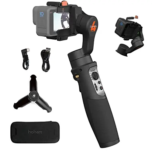 Hohem iSteady Pro 4 3 Axes Stabilisateur Portable Cardan amélioré,Compatible avec Gopro Hero 13/12/11/10/9/8/7/6/5/DJI Osmo Action, pour Caméra Sportive de la Même Taille, Tournage Chronométré