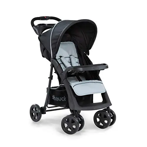 hauck Poussette Canne Compacte Shopper Neo II – dès la Naissance jusqu’à 22 kg, Position Allongée, Pliage Ultra Compact à Une Main, 2 x Plateau avec Porte-Gobelet, Grand Panier XL, Caviar Silver