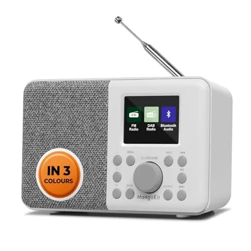MD3 Radio Numérique Portable DAB/DAB+/FM, haut-parleur Bluetooth,40 stations préréglées,alarmes et horloge, fonction snooze,écran couleur,alimentation sur piles ou sur secteur-Gris anthracite