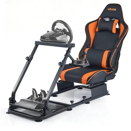 VEVOR Support de Volant de Course Cockpit de Simulateur de Conduite, Double Bras, Compatible Pédales Logitech G25, G27, G29, G920, G923, Thrustmaster T300RS, TX F458, T500RS, T3PA-PRO (F1/GT), CSR