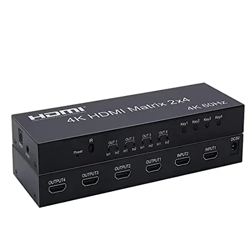 4k HDMI Matrix 2X4 Splitter 4K 60Hz 2 in 4 Out HDMI Splitter Switcher Extracteur Audio AUX SPDIF Réduire pour PS3 / 4 TV DVD