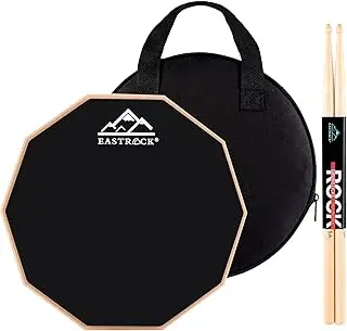 EASTROCK Drum Pad d'entraînement 11 pouces, Silicone Pad Batterie avec Baguettes, Pratique pour Débutants et Mélomanes, Pad d'entraînement à double face avec sac (Noir)