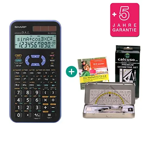 Sharp EL-520XG Violet + Set de géométrie + CD d'apprentissage (en Allemand) + Garantie étendue