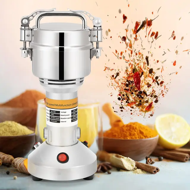 150g moulin à farine électrique 220V Herb Grain Épice Céréales Broyeur Machine,28000r / min Portable Grinder 3 Lames Machine De Broyage De Synchronisation