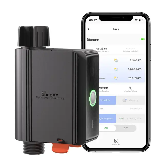 SONOFF Programmateur Arrosage Automatique, Minuterie Arrosage Automatique pour Jardin, Nécessite Un ZigBee Hub, IP55 Étanche, Requête d'historique, Compatible avec Alexa/Google Home/Home Assistant