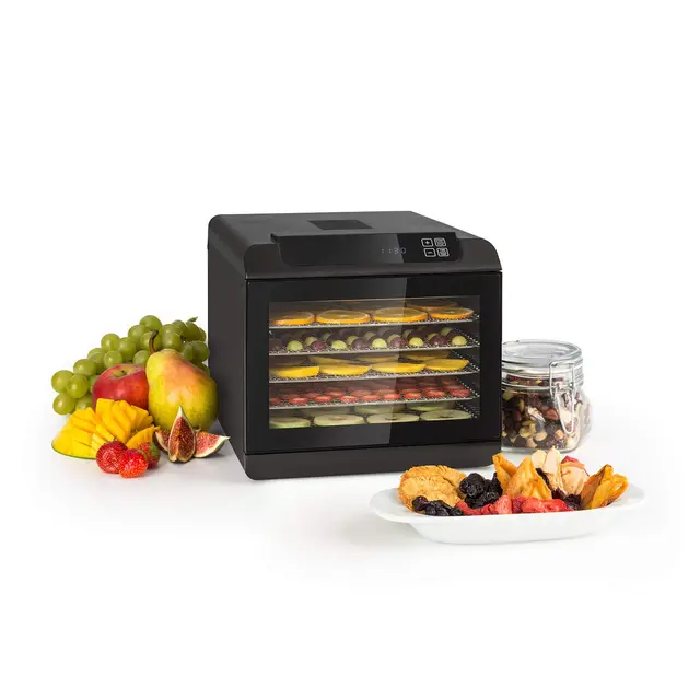 KLARSTEIN Arizona Jerky - Déshydrateur, Fruits, séchoir à viande, 500W, 35 à 70°C, 6 grilles de stockage lavables en machine, Séchage court - noir