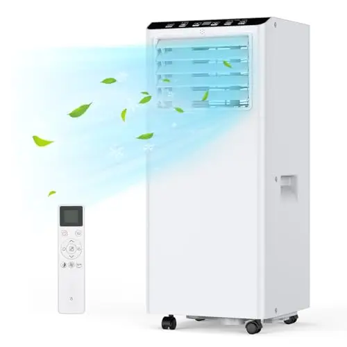 Climatiseur Mobile 9000 BTU (2,6 kW) avec Kit Fenêtre et Tuyau d'Évacuation, R290, Classe A, pour Pièces env. 25–35 m², Déshumidification, Télécommande Incluse, Blanc