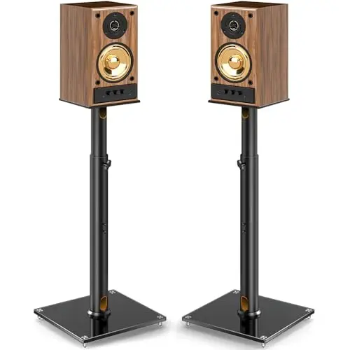 5Rcom Lot de 2 supports de haut-parleur universels pour son surround - Hauteur réglable de 830 mm à 1100 mm chacun - Capacité de 5 kg - Gestion des câbles - Assemblage facile - Noir