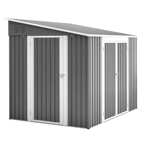 Abri de Jardin en métal de 1,8 x 2,4 m (Environ 1,8 x 2,4 m), Grand abri à Outils avec Double Portes et Serrure, imperméable avec Sol, Espace de Rangement pour terrasse et arrière-Cour