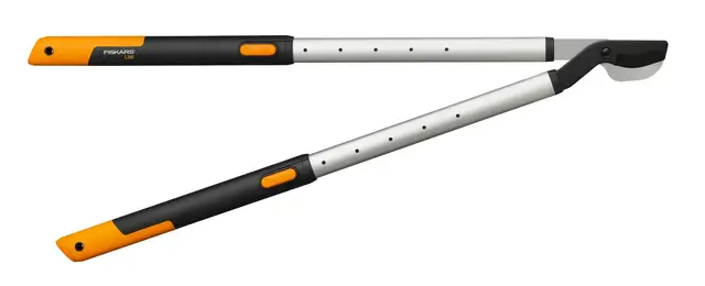 Fiskars Coupe-branche télescopique à lames franches , Diamètre de coupe: 4 cm, Acier trempé, Longueur du manche: 66-90 cm, Noir/Orange, L86, 1013564