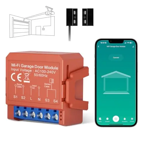 MIUCDA Ouvre-porte de garage intelligent - Télécommande Wi-Fi avec application - Compatible avec Alexa, Google Assistant et commande vocale Tuya/Smart Life - Pas de hub nécessaire