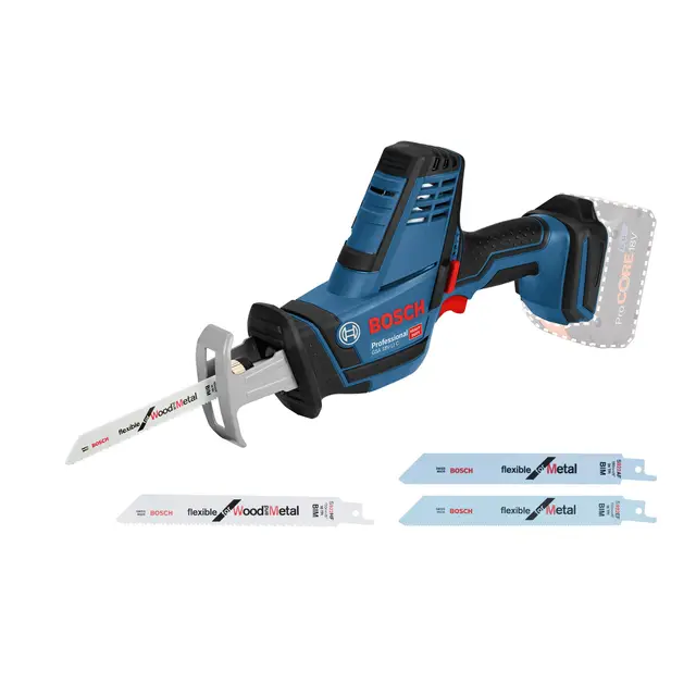 Bosch Professional 18V System scie sabre sans-fil GSA 18 V-LI C (version Compact avec 1 lame S 922 AF, 1 lame S 922 EF, 2 lames S 922 HF)
