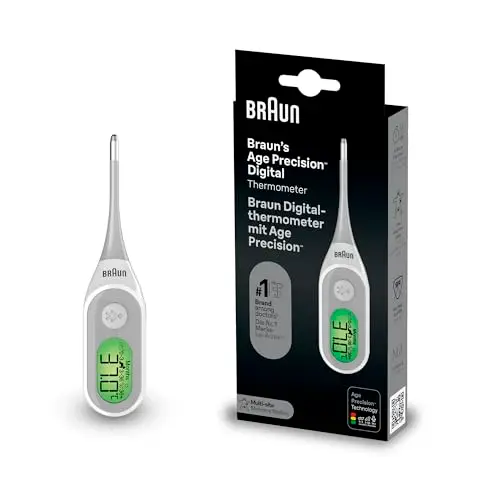 Braun Age Precision Thermomètre numérique | Pour utilisation multi-sites | Voie orale, rectale ou axillaire | Convient aux bébés et aux nourrissons | Marque #1 auprès des médecins(1) | PRT2000