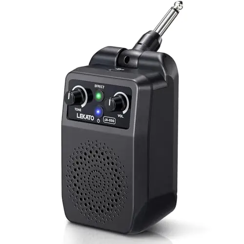 LEKATO Mini Amplificateur de Guitare Portable Électrique Bluetooth - Combo Rechargeable avec Multi-Effets Intégrés, Réverbération, Distorsion, Overdrive, Clean