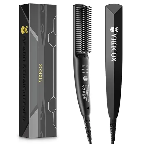 Lisseur Barbe Hommes VIKICON, Mini Lisseur Cheveux Brosse Rapide Des Années 30, Lisseur Chauffant Peigne À Cheveux Ionique Pour Coiffer Une Barbe Longue Et Courts
