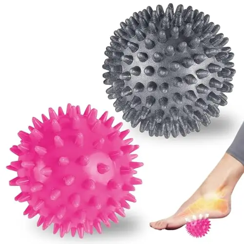 2 Pièces Balle de Massage Set, Rose et Gris Boule Hérisson, massage de trigger point, Pour massage Pour Massage du Dos, Des Pieds, Des Jambes et Des Mains Muscle Relax(7CM )