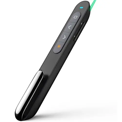 Norwii Télécommande de Présentation Bluetooth Rechargeable, Présentateur sans Fil avec Pointeur Vert pour PowerPoint, 100m de Portée pour Enseignants, Compatible macOS