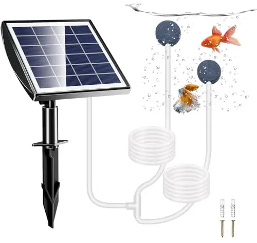 Pompe à air solaire, aérateur solaire 2 W pour bassin avec batterie de secours 2200 mAh, pompe à air pour hydroponie, convient pour la pêche en extérieur, les bassins, les aquariums