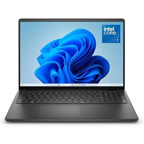 Dell 16 Laptop DC16250-16" FHD+ (1920x1200), Intel Core 7 Series 1, Intel UHD Graphics, 16GB DDR5 RAM, 1TB SSD, Windows 11 Home, Fingerprint Reader, AZERTY Keyboard - Carbon Black