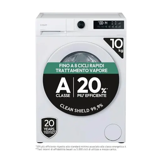 Lave-linge hublot CANDY GD 4108-S Prowash 300-10 kg - Induction - Vapeur - 1400 trs/min - Classe A -20% - Blanc