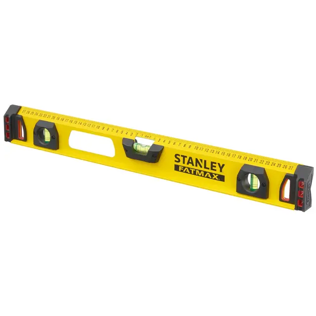 STANLEY 1-43-553 Niveau Profile I-Beam 60 Cm Gamme FATMAX - Structure En Aluminium Renforcé- 3 Fioles Haute Visibilité - 2 Semelles Usinées -2 Poignées Bi Matière - Absorbeur De Choc