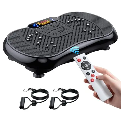 Plateforme Vibrante Fitness, Machine de Vibration pour Perte de Poids & Récupération, 999 Niveaux d’Intensité et 5 Programmes - Capacité 150kg, Idéal pour Sportifs - Télécommande & Bandes incluses.