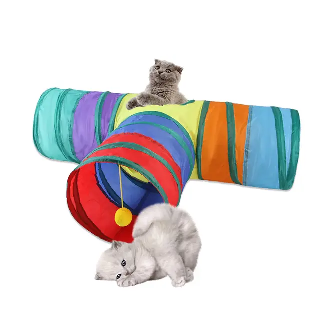 Cat Toys Cat Tunnel and Cat Cube Pop Up Collapsible Kitten Indoor Outdoor Toys-Collapsible 3 Way Or 1wayCat Tube- for Cat, Puppy, Kitty, Kitten, Rabbit