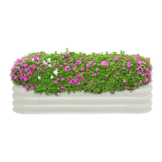 Jardinière surélevée en métal pour jardin avec barres de protection anti-rayures, plate-bande surélevée pour légumes, herbes et fleurs, en acier galvanisé robuste (150 × 60 × 43 cm)