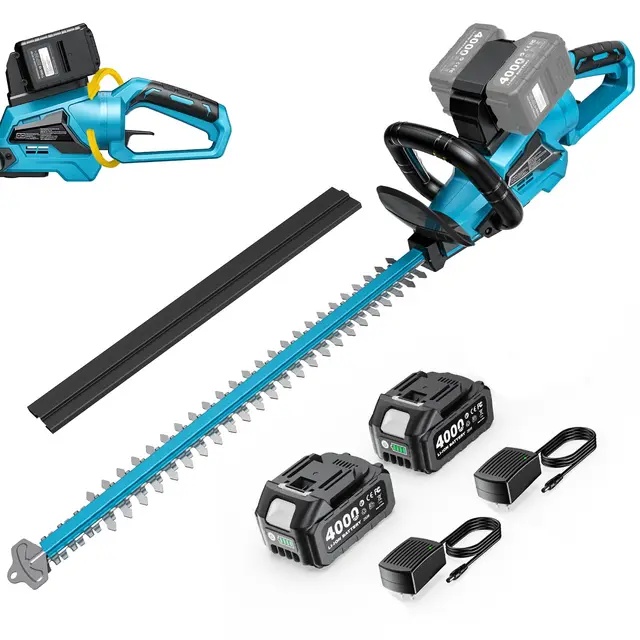 SEESII 40V Taille Haie Électrique Sans Fil – Taille Haies avec Lame Double Action 61 cm, Moteur Brushless 26 000 tr/min, Écartement des Lames 27 mm, avec 2 Batteries 4,0 Ah, Idéal pour Arbustes et Hai