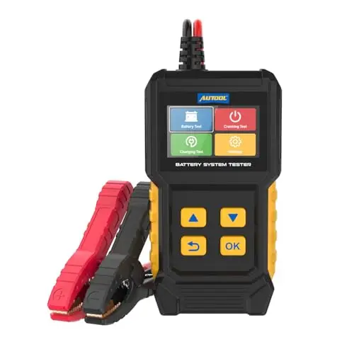 AUTOOL Testeur Batterie Voiture,12/24V Testeur de Batterie, 30-2000 CCA, Tests de Démarrage et de Charge, Testeur d’alternateur automobile Analyseur de Batterie numérique pour Voiture/Moto/Bateau