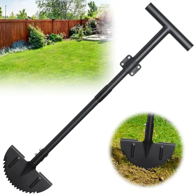 FLY HAWK Coupe Bordure Manuelle, 86-106cm Outil de Bordure de Pelouse Manuel avec Réglable Poignée en T, pour Paysages, Allées, Parterres de Fleurs, Trottoirs, Terrasses/Noir