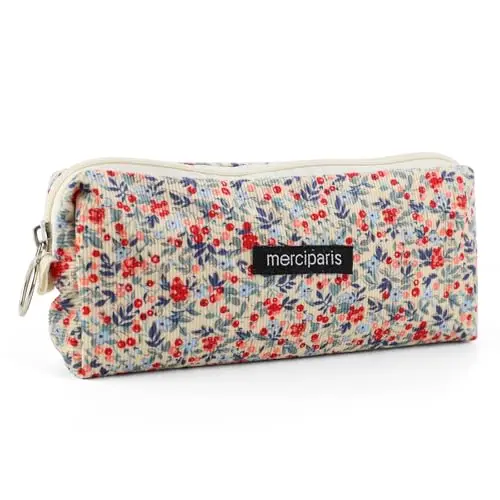 Trousse Scolaire de Style Rétro en Velours Côtelé de Haute Qualité, Légère, Peut Être Accrochée, Peut Être Utilisée comme Trousse de Maquillage, Convient aux Fille, aux College